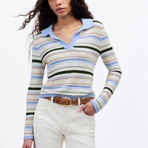 Madewell Textural-Stitch Johnny Collar Sweater – Size M